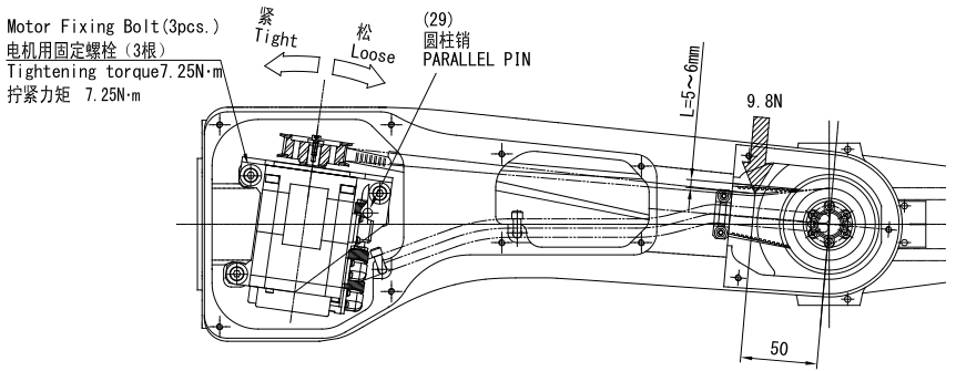 OTC機器人皮帶張力調整 OTC機器人皮帶張力調整